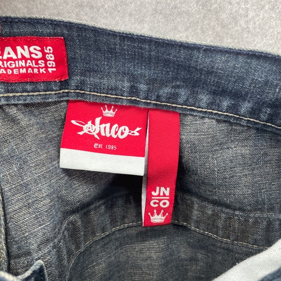 Vintage Jnco Jean Shorts 90s Skater Rare Dragon Design Baggy Fit Size 34 Blue - Picture 13 of 16